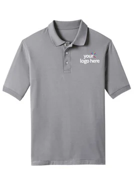 Short Sleeve Cotton Polo T-Shirt Gray